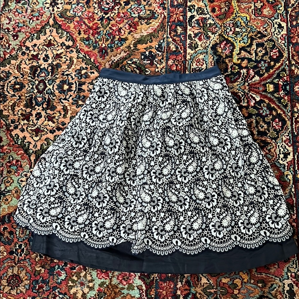 Black Fleece by Thom Browne dark navy and White Lace Skirt